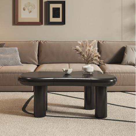 Tavolino 98x65,5x40 cm nero con cassetto e LED 16 colori, MDF, design a nuvola MEUBLIV (1/5)