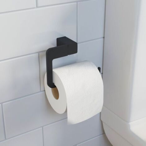 Salle de bain WC porte-rouleau de papier toilette carré noir mural élégant moderne