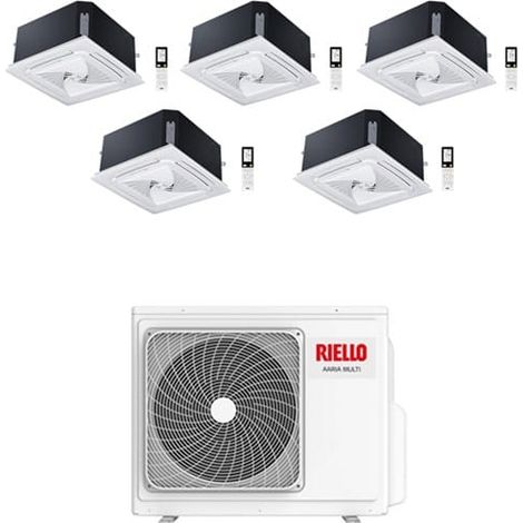 Climatizzatore Condizionatore Riello Cassetta 4 Vie Penta Split Inverter R32 9000 + 9000 + 9000 + 9000 + 9000 BTU con U.E AARIA MULTI 590 PI Classe A++/A+