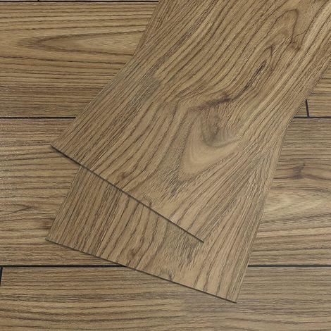 Dalle PVC Adhesive Sol Imitation Bois Marron 36 Pièces Carrelage Adhesif Sol Bois Marron Salle de Bain Stickers Carrelage Cuisine Imperméable Dalle Garage Salon 90 cm × 15 cm (1/5)
