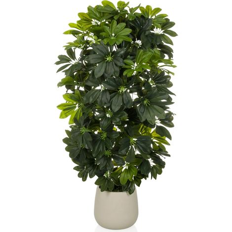 Kunstpflanze / Kunstbaum Schefflera 2 Strahlenaralie 110 cm Kunststoff grün hjh OFFICE (1/5)