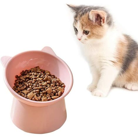 LAN Fournitures pour animaux de compagnie pour chats bols pour chiens bols de protection cervicale pour chats bols d'alimentation biseautés boire bols pour animaux de compagnie (Rose) (1/5)