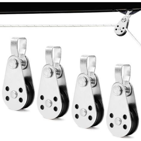 Lot de 4 poulies de renvoi pour cordes, câble en acier inoxydable, pour cordes de 2 mm à 8 mm, poulie de déviation, treuil oscillant, convient (1/5)