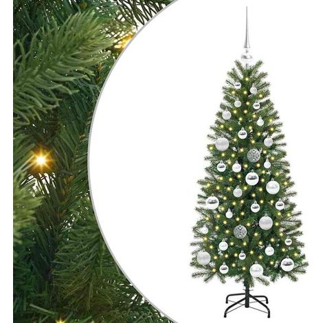 Sapin de Noël artificiel avec 150 lumières LED, vert, 120 cm, en PE et PVC. (1/5)