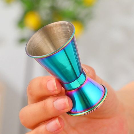 Messbecher Cocktail-Jigger Edelstahl Barzubehör Barbedarf Getränkebegleiter Unzenmesser Doppelseitiger Jigger Minimalistisch Tragbar Ideal für 5 5,2 (1/5)