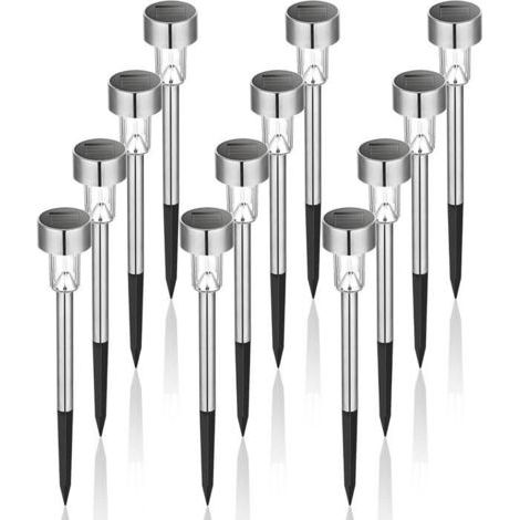 LED-Solarleuchte für Garten, Landschaftsbeleuchtung oder Einfahrt, aus Edelstahl, 12er-Packung, Farbe Weiß A. (1/5)