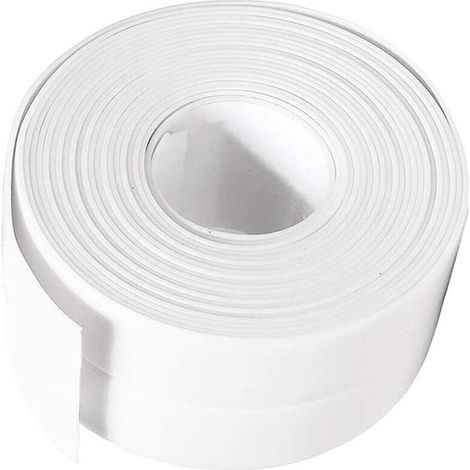 Joint Silicone Blanc Salle de Bain, Ruban d'étanchéité,Bande Etancheite Autocollanteétanche PE pour Baignoire,Douche,Toilettes,Cuisine,Evier,Sol,Mur,Coin de Protection-Blanc (1/5)