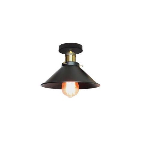 Cham Plafonnier Design Parapluie Chapeau 22cm, Lustres Retro Industriel Mtal E27, Noir - Noir - Crezuo