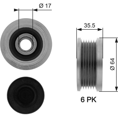 Poulie roue libre, alternateur Gates OAP7073 HYUNDAI 3732227010 3732227012