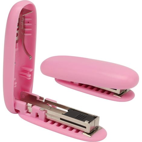 Mini agrafeuse, agrafeuse portable. Petite agrafeuse portable pour fournitures scolaires d'enfants (rose). (1/5)