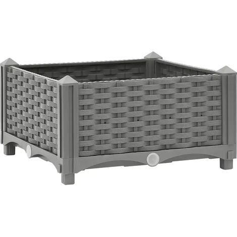 Set di 2 letti rialzati per piante da giardino 40 x 40 x 23 cm in polipropilene grigio chiaro 020046143