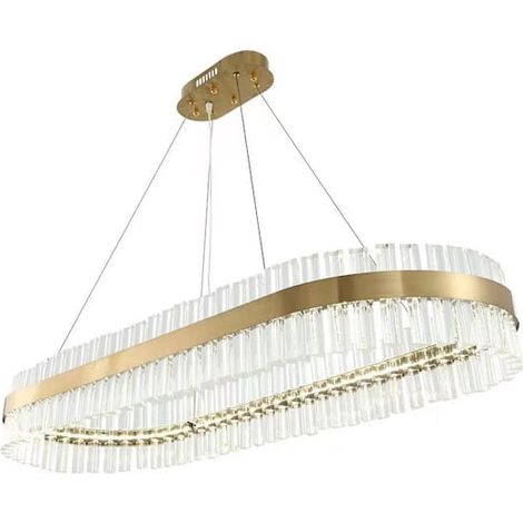 Luxemburg - Lampadario in cristallo da 80 cm con 3 LED colorati da 40 W in ottone spazzolato oblungo