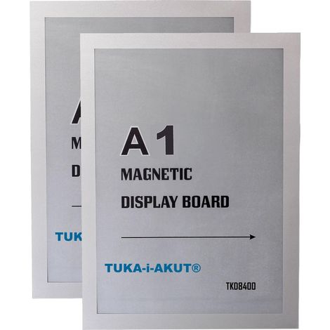 2x A1 Cadre d'affichage Magnétique, Adhésif pour Signe Enseignes, Pochette Cadre d'information Fermeture Magnétique, Porte Affiche, Sachet de 2 Couleur Argent, TKD8400-A1-2x (1/5)
