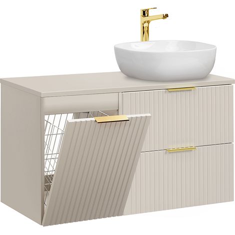 Mueble lavabo individual 100cm cesto de ropa Adriel Cachemira