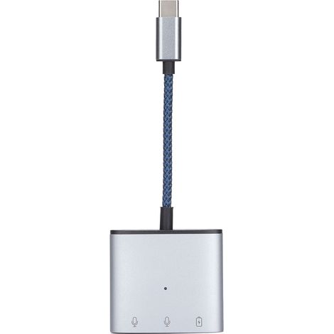 Adaptateur USB-C 3 en 1 : Jack Audio 3,5mm, Port de Charge et Écouteurs - Gris Spatial (1/5)