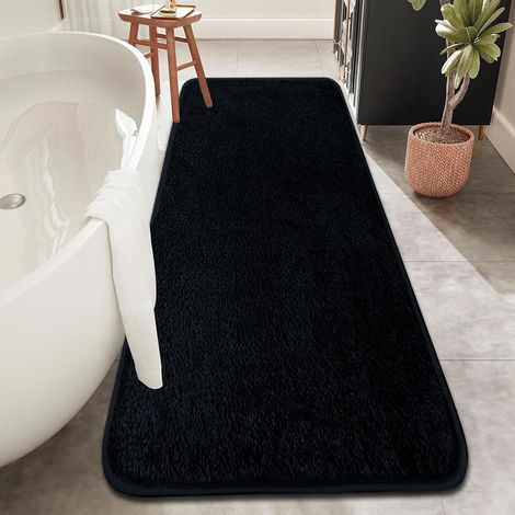 Rururug Tapis Salle de Bain, Tapis de Bain Noir 50x120cm, Microfibre Tapis Absorbant Antidérapants Lavable en Machine (1/5)