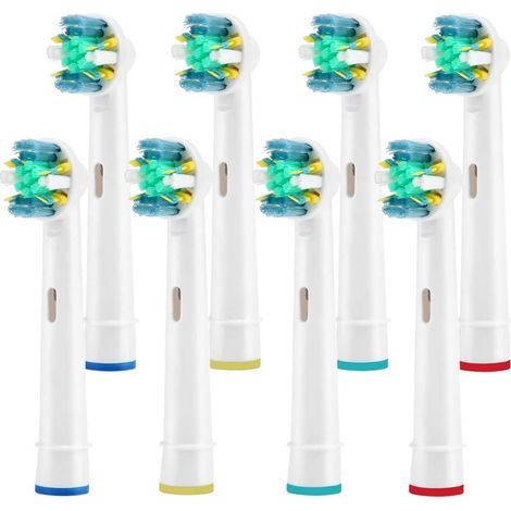 Lot de 8 têtes de rechange pour brosse à dents électrique Oral-B Pro 1000, Pro 3000, Pro 5000, Pro 7000, Vitality Floss Action avec housses (1/5)