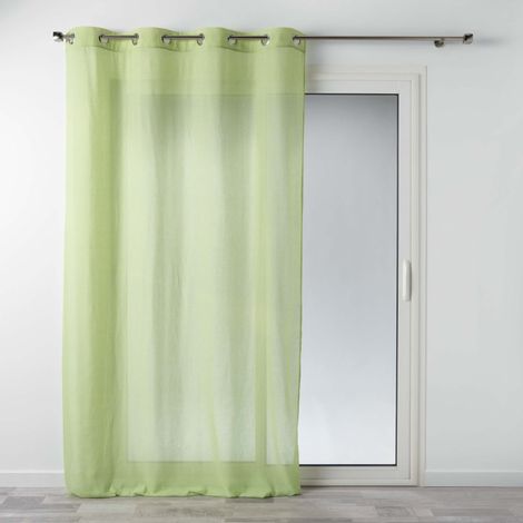 Voilage a oeillets 140 x 240 cm polycoton uni mitsy Vert (1/3)