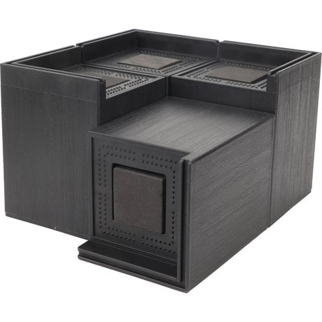 Set mit 4 quadratischen, 10 cm (4 Zoll) großen, schwarzen Kunststoff-Sofafüßen zur Befestigung kleiner, spitzer Füße. (1/5)