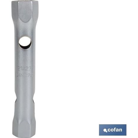 Clé à tube DIN 896 B de 16-17 avec double embout hexagonal en acier trempé