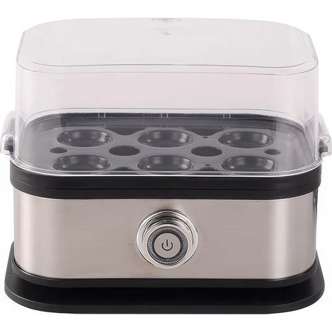 Cuiseur à œufs, capacité 6 œufs, pour œufs durs pochés, 200 W, pour la cuisine domestique, 21 x 13,5 x 14,8 cm, acier inoxydable (1/5)