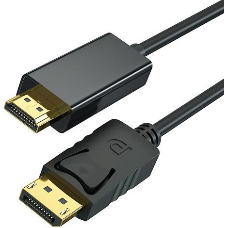 Câble DisplayPort vers HDMI plaqué or de 1,8 m (6 pieds), adaptateur Avacon DisplayPort vers HDMI mâle-mâle noir (1/4)