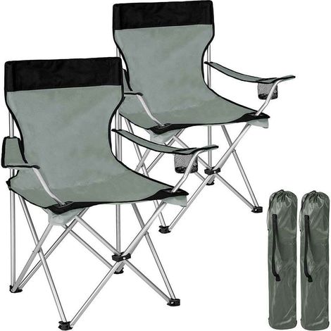 2x Sedie Pieghevoli Da Campeggio Con Borsa Camping Sedia Spiaggia Esterno Grigio