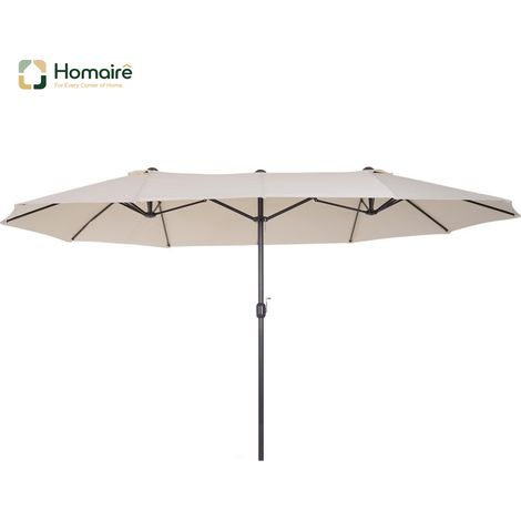 HOMAIRE Sonnenschirm Beige Oval mit Handkurbel für Garten, Markt und Terrasse
