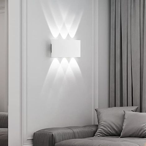 Appliques murales LED en aluminium blanc éclairage haut et bas 8 W étanche IP65 lumière blanche 3000K pour intérieur et extérieur (1/4)