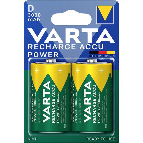 Varta Rechargeable ACCU D 3000mAh Ni-MH - 2er Blister