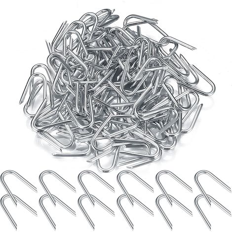 U-Shaped Fence Nail, Wire Mesh Clip, Double Pointed U Nails for Fixing Garden Fence, Lawn Fences, Chicken Wire (200 Small Size) (1/5)