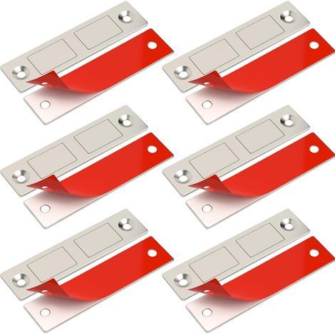 Aimant Porte Placard Puissant Jiayi Lot de 6 Loquets de Porte Magnétiques pour Porte d'armoire, Aimant Fermeture pour Armoire, Placard, Porte de Cuisine, Porte Coulissant, Tiroir (1/5)