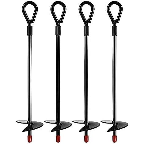 Ancrage Au Sol, Abris Robustes pour Tarières de 38cm, Ancrage Au Sol pour Trampoline (4 pcs)-Fei Yu (1/5)
