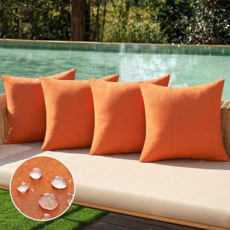Fodera per cuscino impermeabile da esterno, effetto lino, poliestere, cuscini decorativi per divano, federa con fantasia per giardino, balcone, soggiorno, casa, 40x40 cm, 4 pezzi (1/4)
