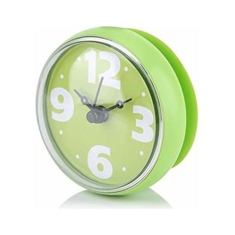 Horloge étanche à ventouse - MICH - Mini - Vert - Salle de bain - Douche - Fixation ventouse - Design élégant (1/4)