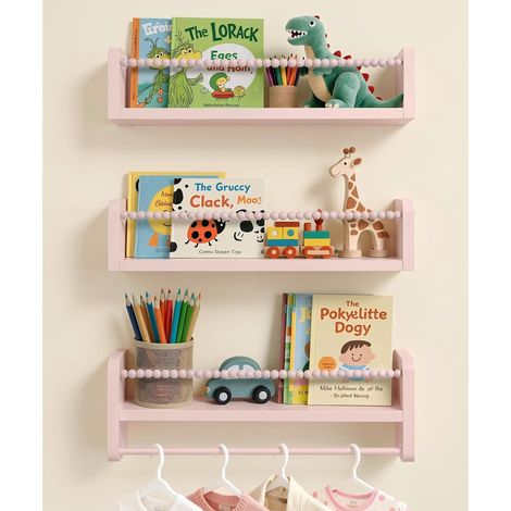 Étagères Murales Décoratives pour Livres et Jouet, Lot de 3, 40 cm Bois, rangement mural pour livres, jouets et déco, chambre d’enfant et chambre de bébé, pour usage quotidien (1/5)