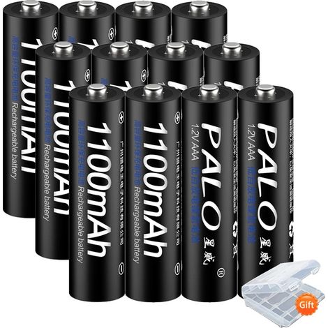 Batería recargable de Ni-MH, capacidad de 1100 mAh, compatibilidad versátil, paquete de 12 unidades. (1/2)