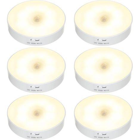 Confezione da 6 luci notturne a LED wireless, luci di sicurezza ricaricabili tramite USB con batteria per scale, camera da letto, soggiorno, bagno, armadio, garage, cucina, sotto i pensili - Réglet-Cr