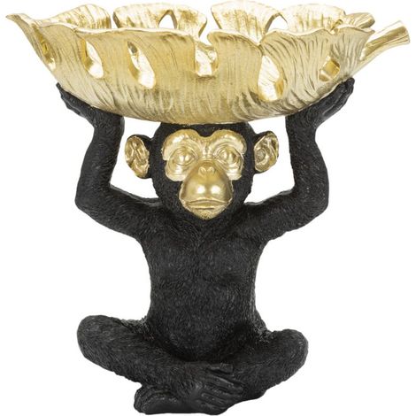 Scimmia Svuota Tasche 25,2x24x21 cm in Poliresina Nero/Oro (1/5)