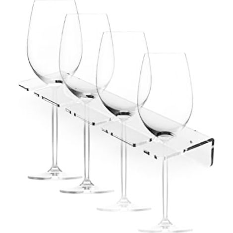 2 pièces 37,5x9x3 cm support de verre à vin mural en acrylique, support suspendu pour verres à pied peu encombrant sous l'armoire support de verre à vin pour 8 verres à (Transparent) (1/5)