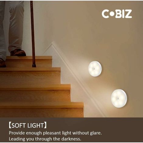 VURAHOME -Veilleuse Led, Magnétique lampe detecteur de mouvement interieur avec tampons adhésifs gratuits, Coller n'importe où, Capteur sans fil USB rechargeable Blanc chaud Paquet de 2 -Versailles (1/4)