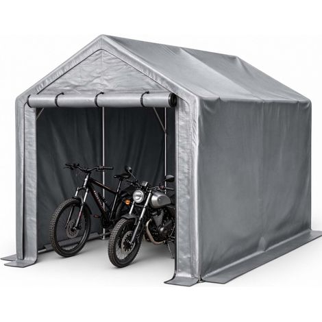 Garage per biciclette e deposito da giardino 296x190x200 cm in acciaio zincato grigio scuro (1/4)