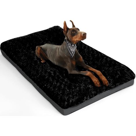 Lit pour Chien Grande Taille Moelleux Lavable Imperméable Antidérapant Noir 91x58 cm (1/5)