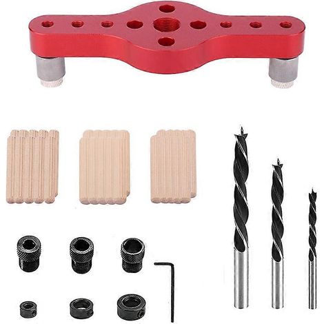 Gabarit de perçage vertical pour le travail du bois (6/8/10 mm), gabarit de perçage, jeu de forets de centrage pour tourillons en bois, poinçon - JBMEDIA (1/4)