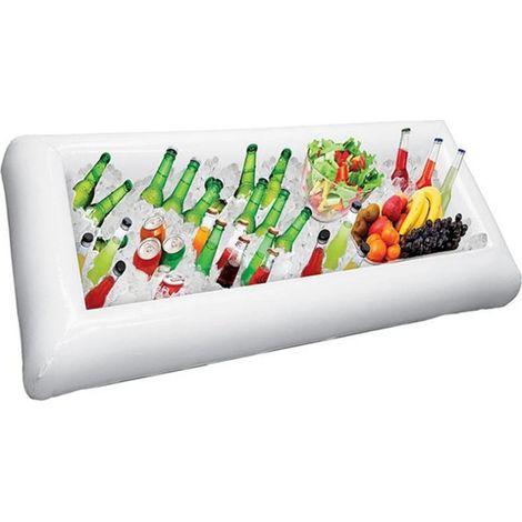Bac à glaçons gonflable, résistant à l'eau, assiette à salade, seau à glace d'extérieur, accessoires de bar et bouteille de vin en verre