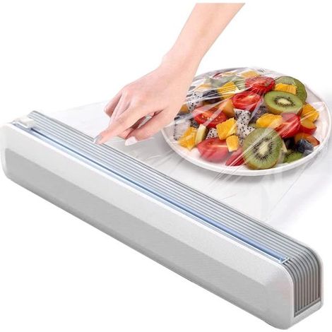Distributeur magnétique de film alimentaire/papier aluminium - avec coupe-film coulissant - fixation murale réglable - ventouse puissante (1/5)