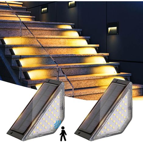 Lot de 2 lampes solaires LED étanches pour l'extérieur — Éclairage pour escaliers et terrasses (1/5)