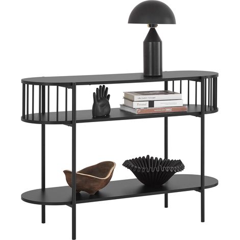Mesa de Consola Mesa de Entrada Recibidor con 3 Niveles Estructura de MDF y Hierro 110 x 39 x 76 cm Negro FSB90-SCH SoBuy ES (1/5)