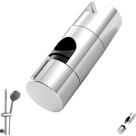 Support De Douchette, Support De Douchette Coulissante Orientable 90°, Support De Douche à Main, Support Pommeau De Douche Sans Perçage Argent, Convient Aux Barres De Douche De 18-25 mm (1/5)