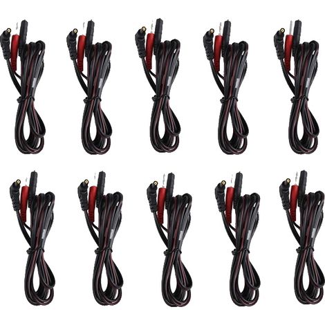 Fili di collegamento per elettrodi, compatibili con TENS, struttura resistente, 10 pezzi a 2 pin neri (1/2)